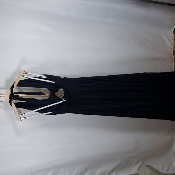 Free People Black Halter Maxi Dress Backless Tie Front Boho Festival XS NWOT - Picture 6 of 10